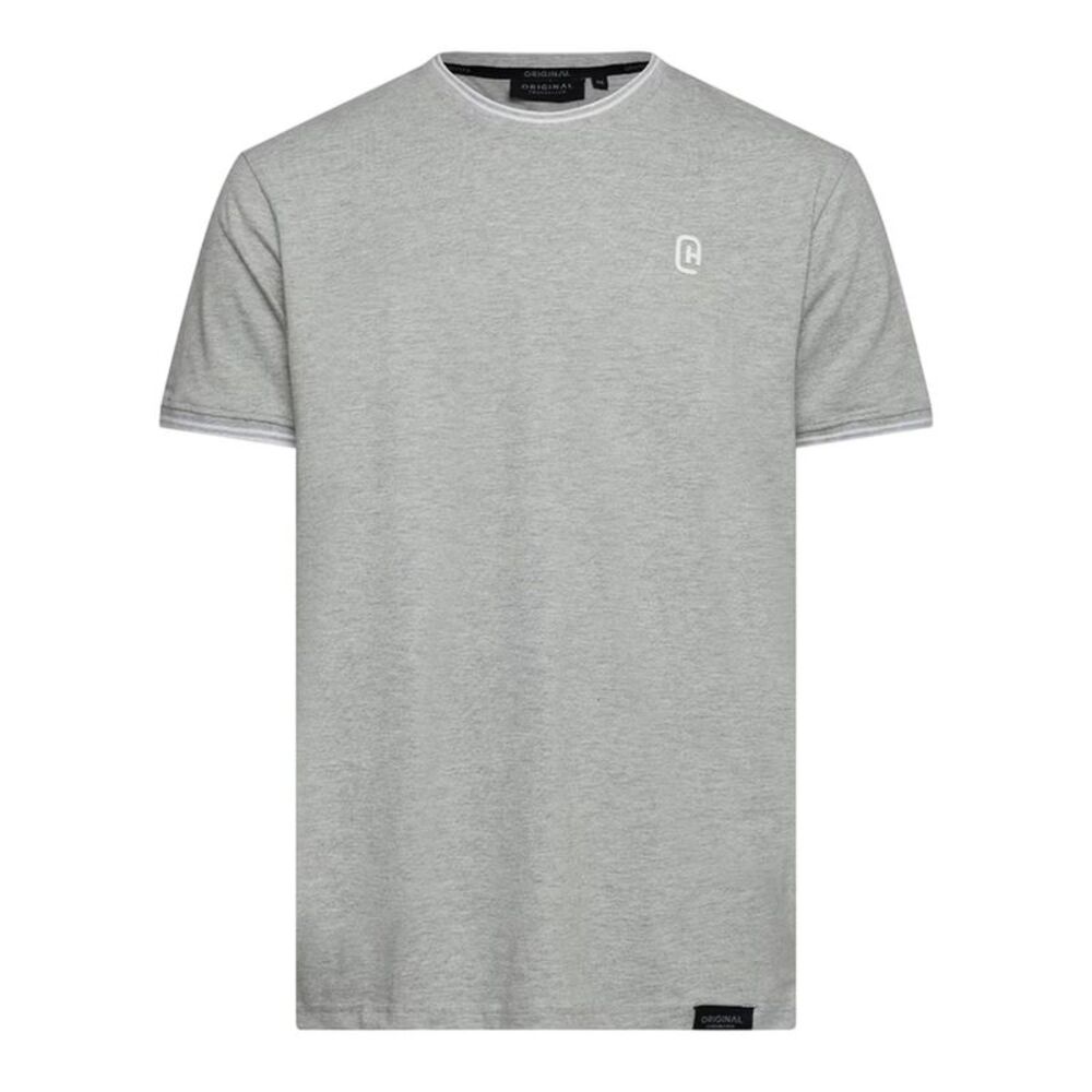 Crosshatch Mens Preece Contrast Striped T-Shirt / Grey Marl